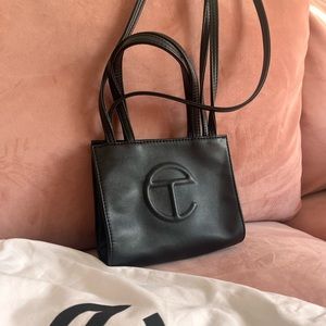 Authentic telfar mini crossbody shopping bag black
